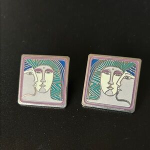 Artistic Face Design Square Earrings